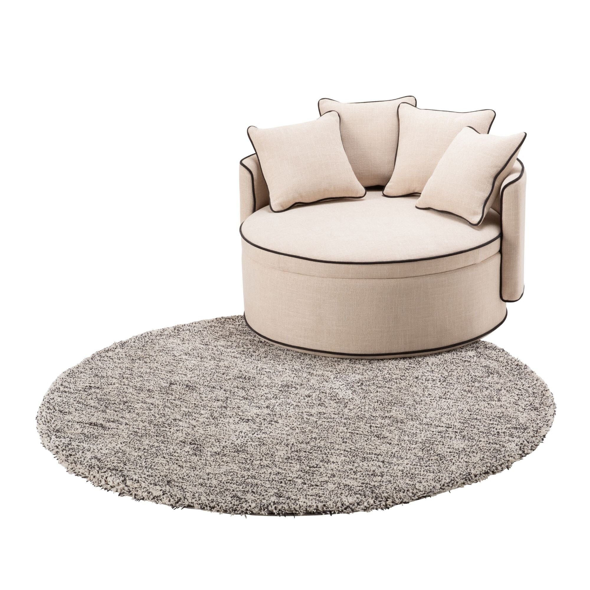 Round Rug Φ1500 Ivory X Black